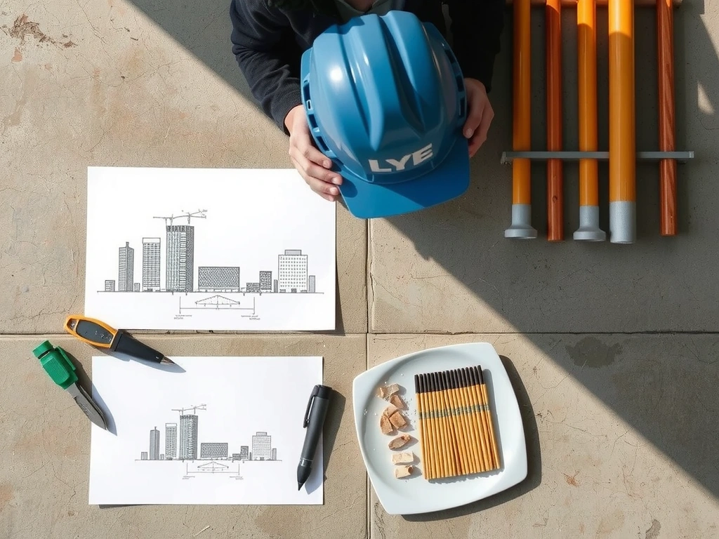 Bocetos técnicos y textura de concreto