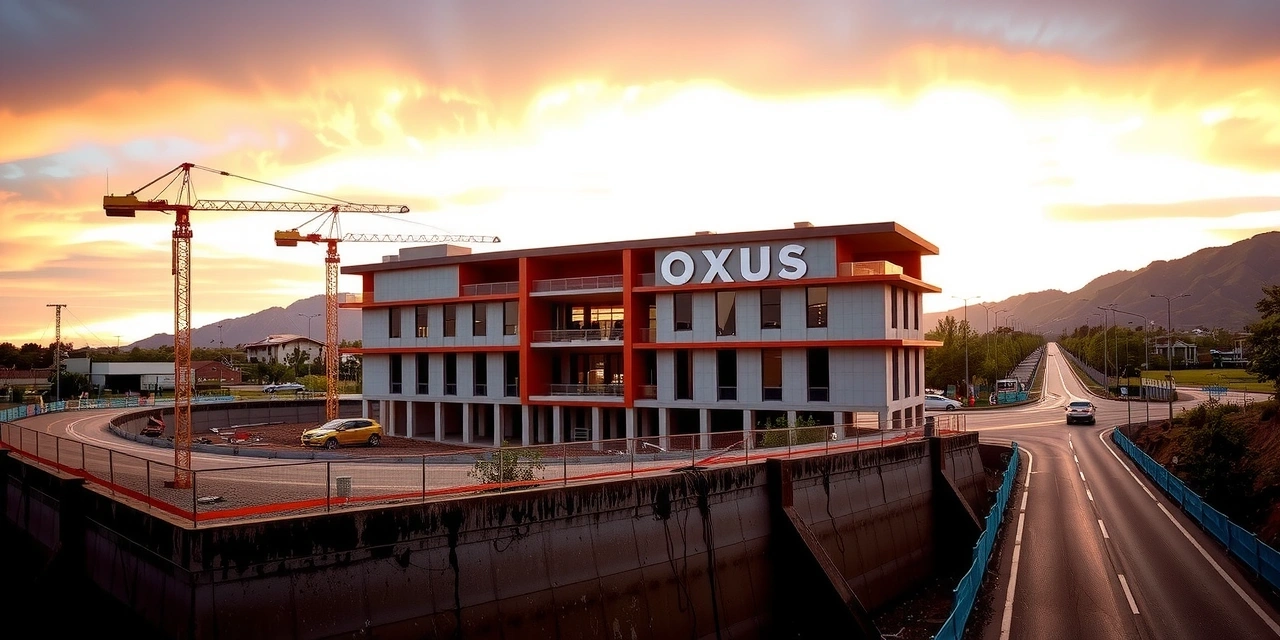 Edificio Oxus al atardecer